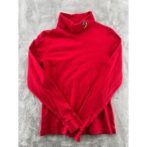 Vintage Dr. Seuss Red Turtleneck Long Sleeve Top Adult Medium Embroidered Collar